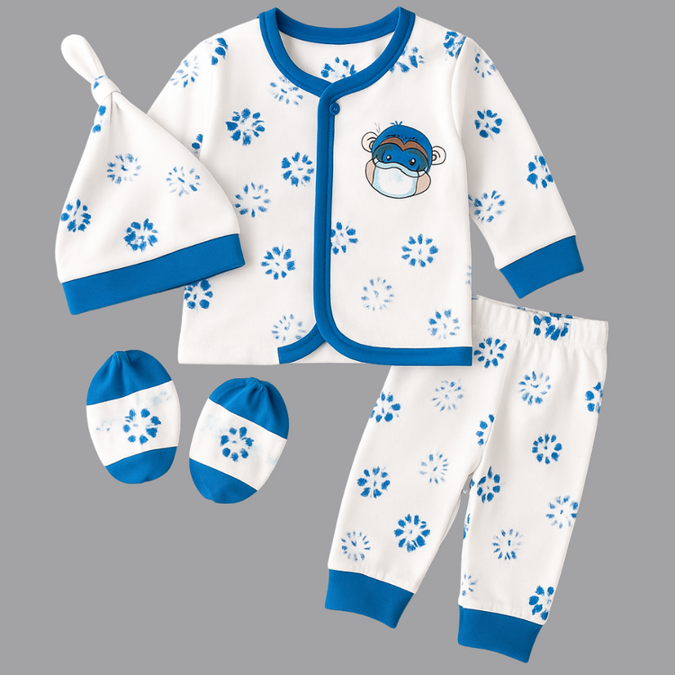 Newborn Baby 4-Piece Cotton Outfit Set | Fox Print