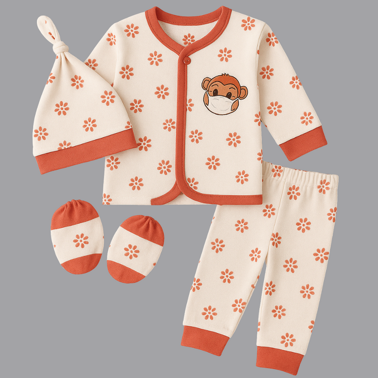 Newborn Baby 4-Piece Cotton Outfit Set | Fox Print