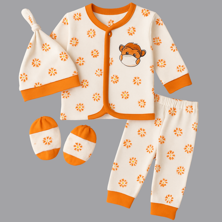 Newborn Baby 4-Piece Cotton Outfit Set | Fox Print