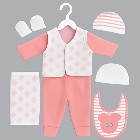 7 Piece Newborn & Toddler Baby Starter Set – Soft & Stylish