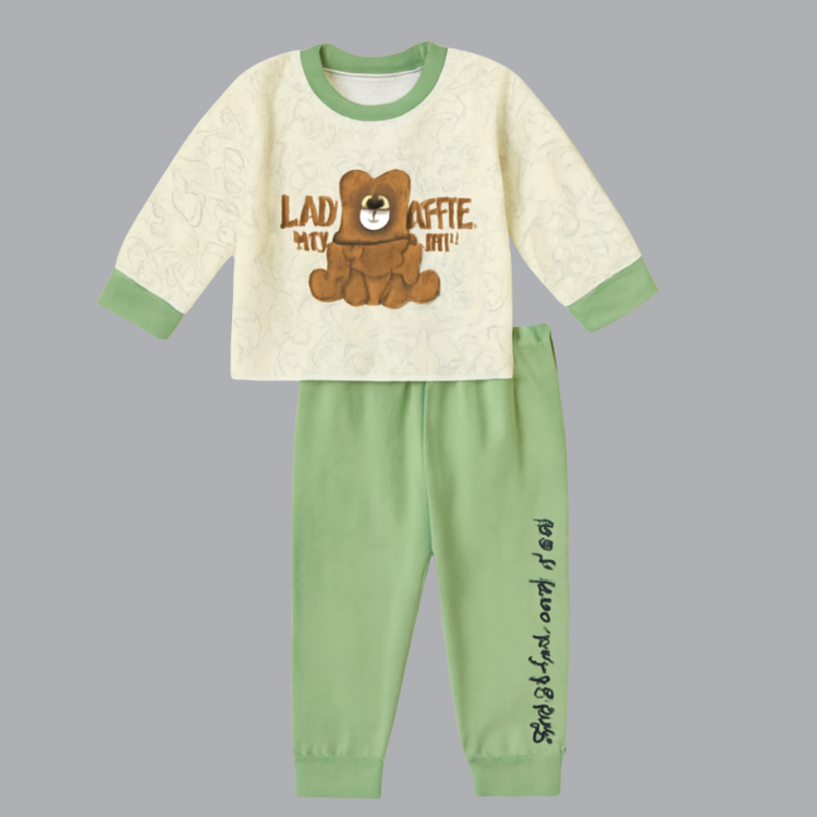Branded Baby Bear Graphic Set with Green Sweatpants