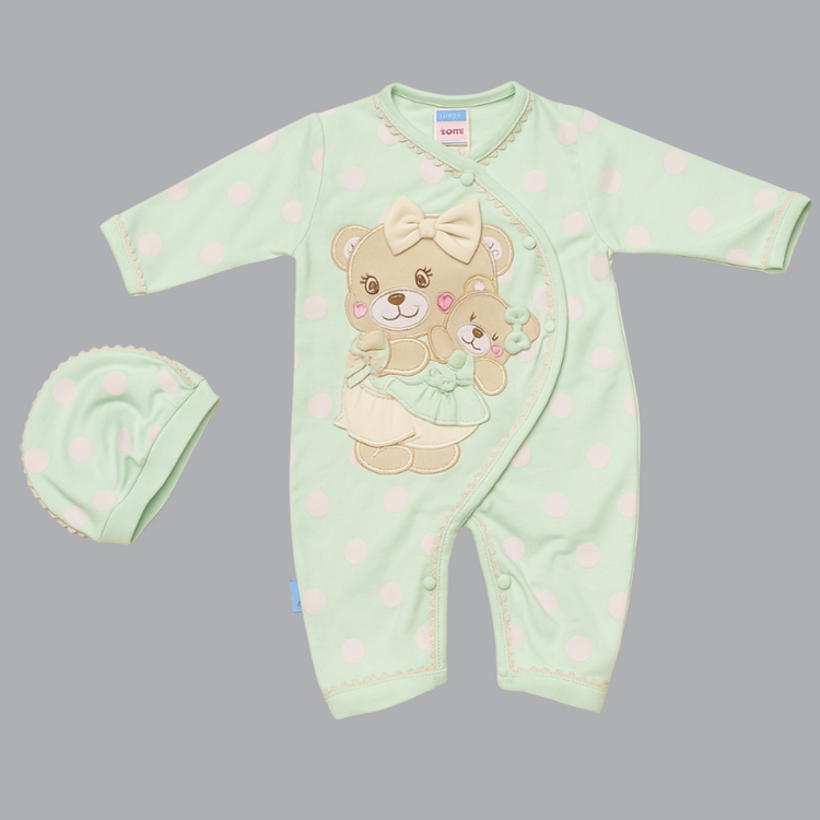 Cozy Polka Dot Soft Baby Romper & Hat Set