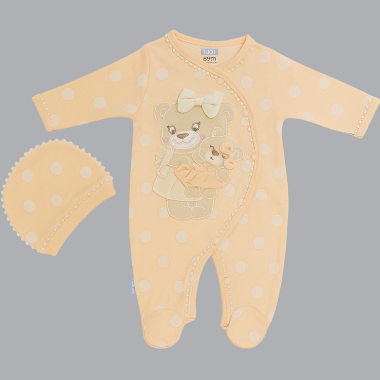 Cozy Polka Dot Soft Baby Romper & Hat Set