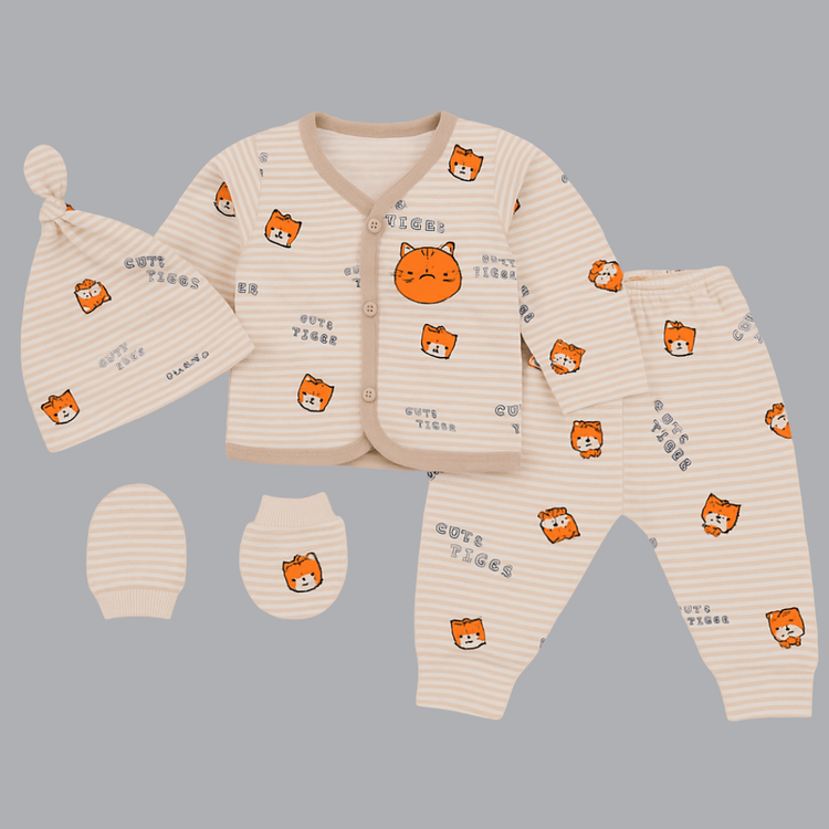 NewBorn Baby Chicken Outfit | 4-Piece Soft Cotton Set