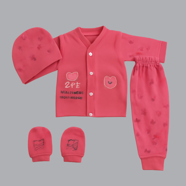3 Piece Baby Bear Embroidered Cotton Outfit Set