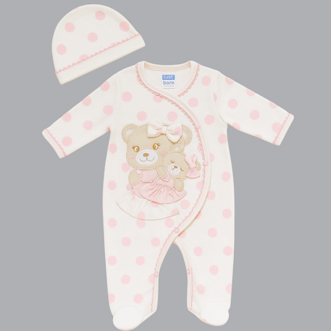 Cozy Polka Dot Soft Baby Romper & Hat Set