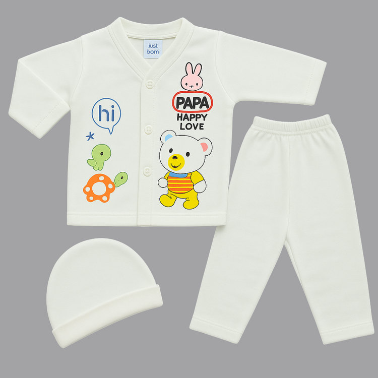 Cute Cartoon Bear Pajamas with Hat & Pants