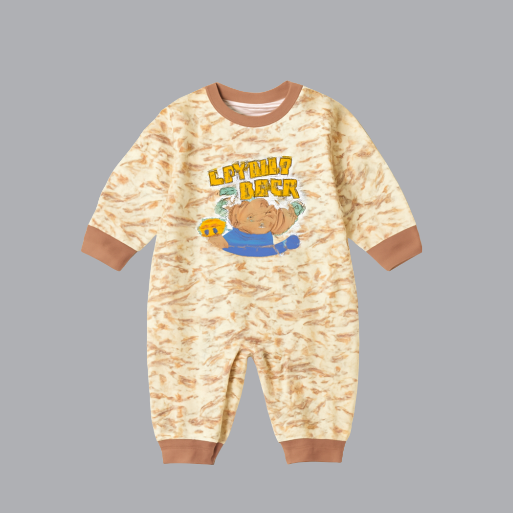 Branded Baby Romper with Cute "Letter Bear" Print